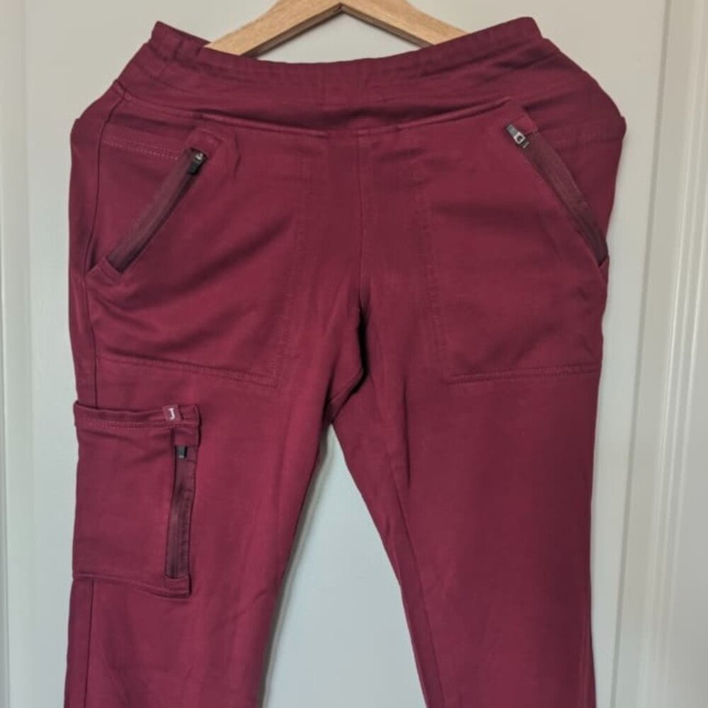 Jaanuu Wine Scrub Pant / 10 Pocket Jogger, XS Petite